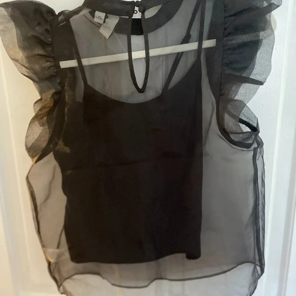 NWT Joie Sheer Sleeveless Ruffle top Sz XS